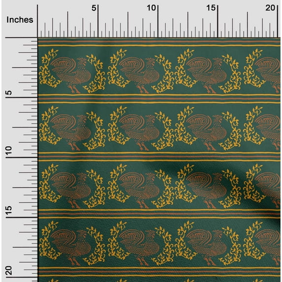 oneOone Silk Tabby Fabric Stripe|Leaves & Hen Block Decor Fabric Printed BTY 42 Inch Wide