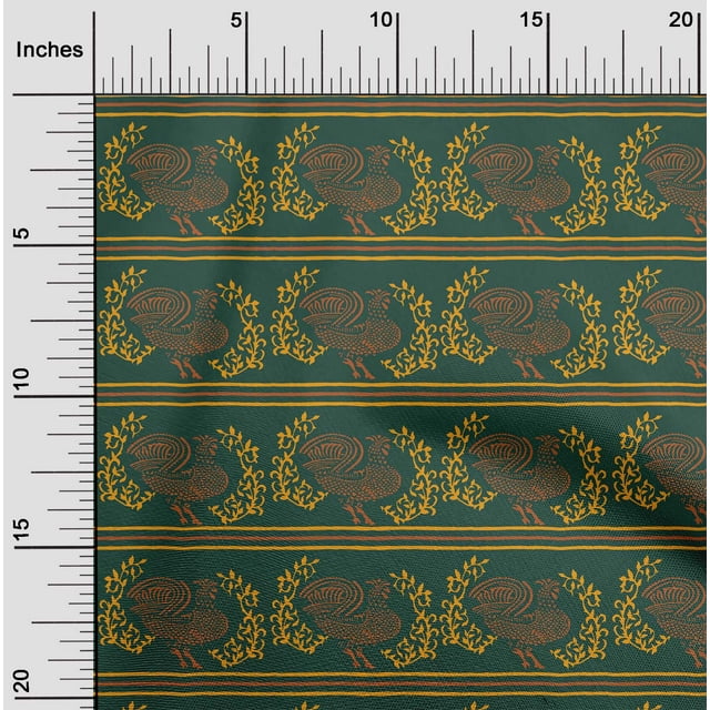 oneOone Viscose Jersey Fabric Stripe|Leaves & Hen Block Decor Fabric Printed BTY 60 Inch Wide