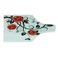 thumbnail image 2 of Gothic Cutting Board, Ornate Swirling Branches Roses Garden Flower Grunge Style European, Decorative Tempered Glass Cutting and Serving Board, Wine Bottle Shape, Vermilion Black White, by Ambesonne, 2 of 5