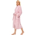 thumbnail image 3 of Women's Bathrobe Fleece Spa Robe,100% polyester Shawl Collar Soft Warm Plush Robe, Machine Wahs, Pink, 3 of 9