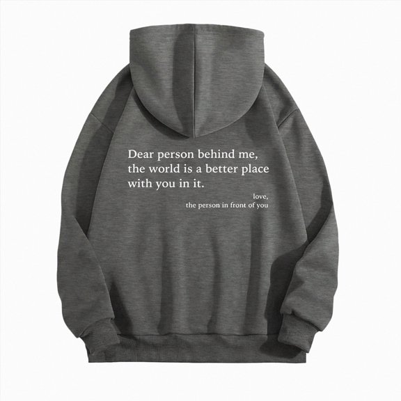 enyan Womens Hoodies You Are Enough Print Oversized Hooded Sweatshirts Pullover Hooded Sweatshirt Fall Winter Hoodies Jacket Dark Gray,L