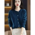 thumbnail image 4 of Trendy 2025 Women's Knit Cardigan - Lightweight Long Sleeve Round Neck Open Front Sweater ( Loose Fit, Elegant & Versatile), 4 of 22