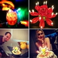 thumbnail image 3 of Goyunwell 2pcs Birthday Candles Flower Lotus Flower Musical Double Layers Sparkle Blooming 14 Candles Red, 3 of 7