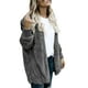 thumbnail image 4 of Oucaili Abrigo con capucha para mujer, chaqueta difusa de manga larga, cárdigan para mujer, forro polar suelto con frente abierto cálido, 4 of 6