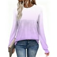 thumbnail image 4 of Generic Women's Colorblock T-Shirts Long Sleeve Fashion Round Neck Casual Top Fall Winter Soft Lightweight Pullover Tops, 4 of 6