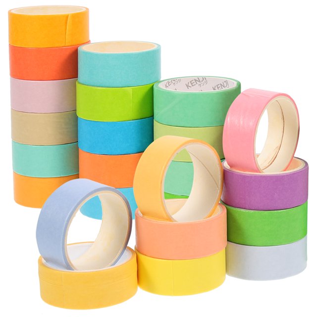24 Rouleaux de Ruban Adhésif en Papier Japonais Couleur Unie DIY pour Journal Style Macaron