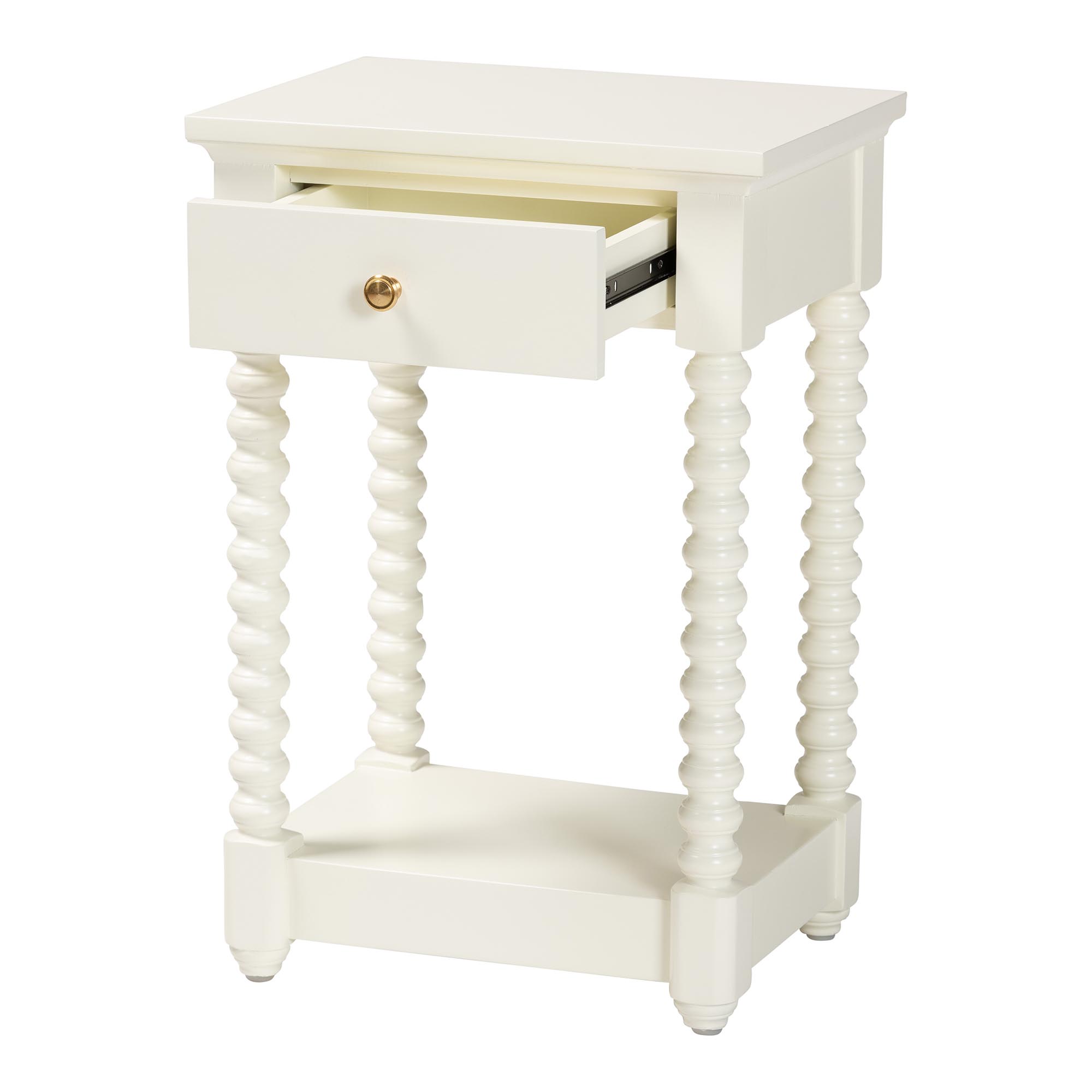 bali & pari Terentia Mid-Century Nightstand, 1-Drawer, White