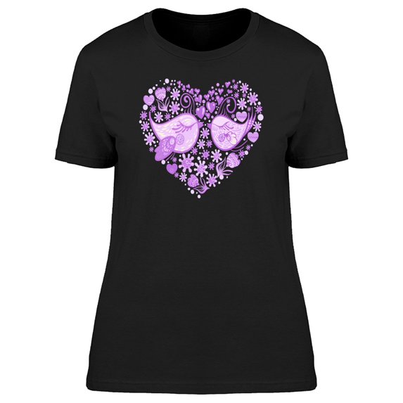 Purple Birds Flower Heart Tee Women's -Image by Shutterstock