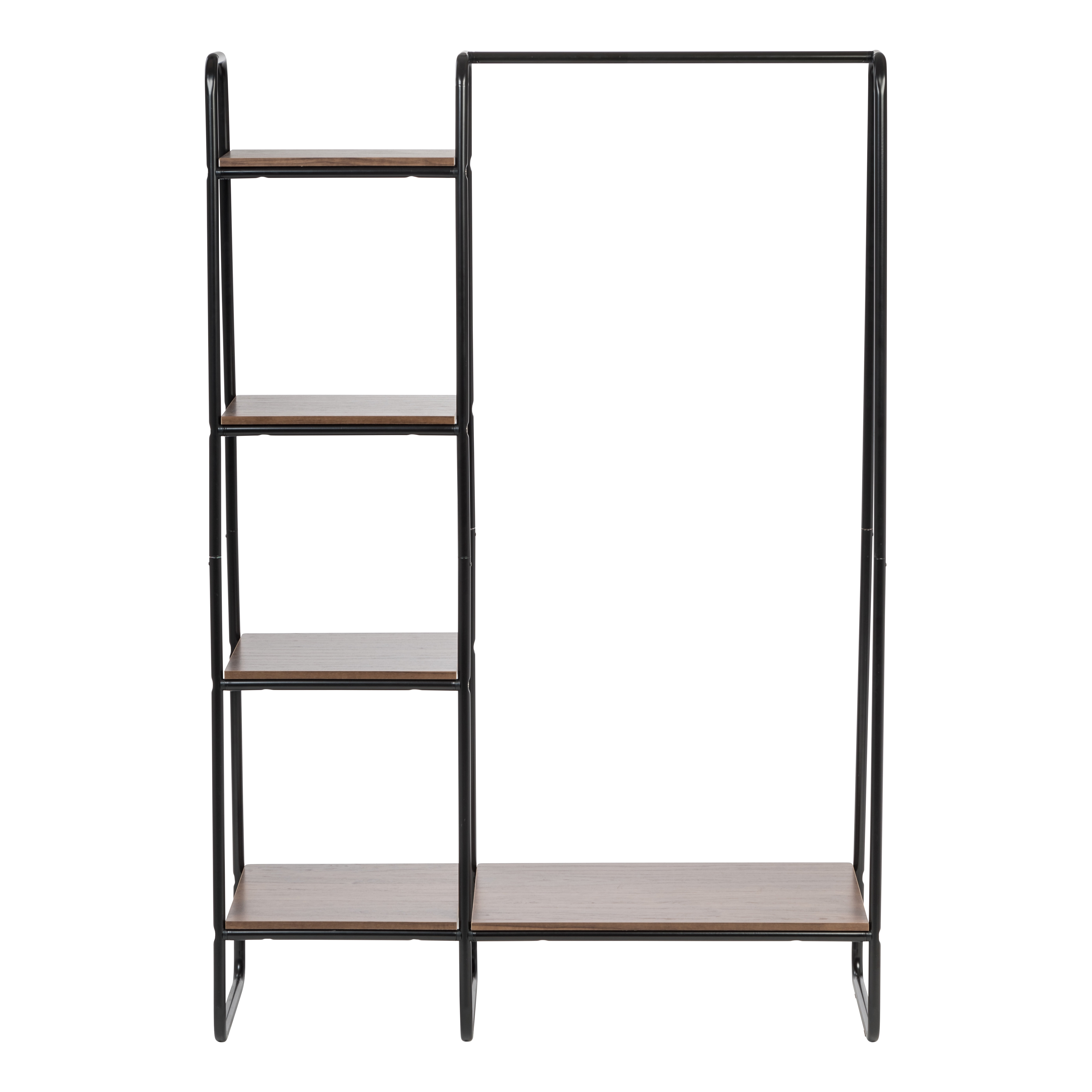 Iris metal garment rack with wood shelves hot sale