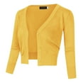 thumbnail image 2 of Womens 3/4 Sleeve Cropped Cardigan Sweaters Open Front Knit Short Bolero Shrugs, 2 of 5