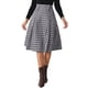 thumbnail image 1 of Falda de cuadros para mujer Inspire Chic, de talle alto, plisada, tipo A, midi, negra, talla S, 1 of 6