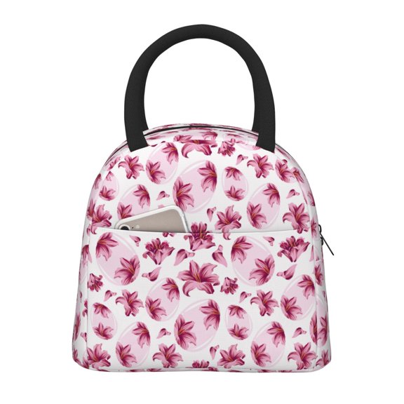 Xecao Lilies Flowers Lunch Bag , an insulated, reusable tote bag perfect for adults of all genders, ideal for work, office, picnics and beach trips