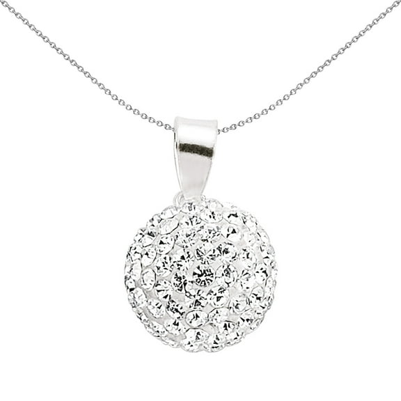 Silver Jewelco London Crystal Disco Ball Charm Necklace 18 inch
