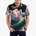 thumbnail image 5 of Yiaed Snake Holding A LotusPrint Men's Short Sleeve Polo Shirt,Golf Polo for Men Three-Button Golf Shirt Athletic Casual Collared T-Shirt- X-Large, 5 of 7