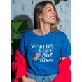 thumbnail image 2 of Smartprints Womens Graphic Tee Royal Blue - World's Best Cat Mom 100% Cotton Regular Fit, 2 of 4