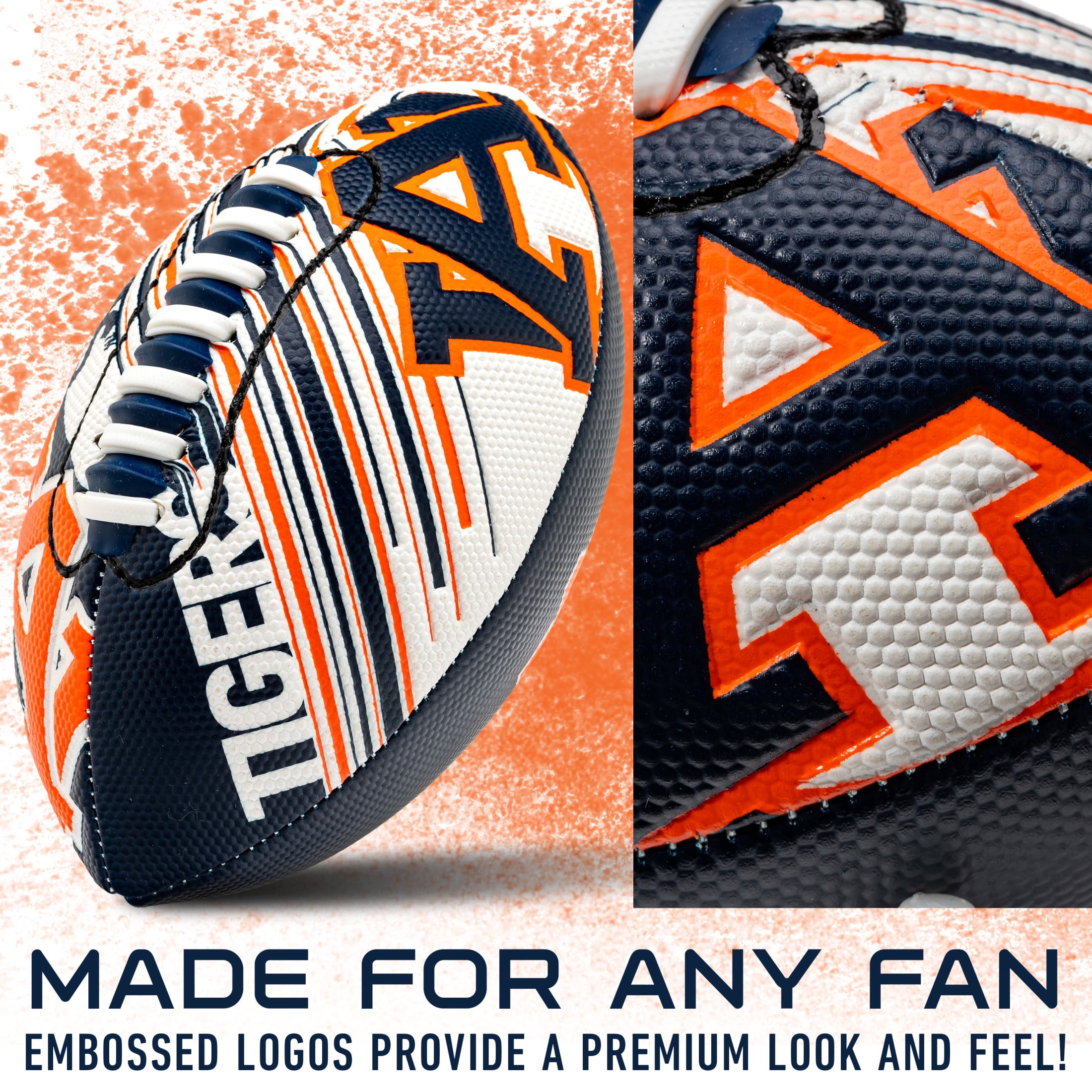 NCAA Auburn Tigers Football - Youth Mini Football - 8.5" Football- SPACELACE Easy Grip Texture- Perfect for Kids !