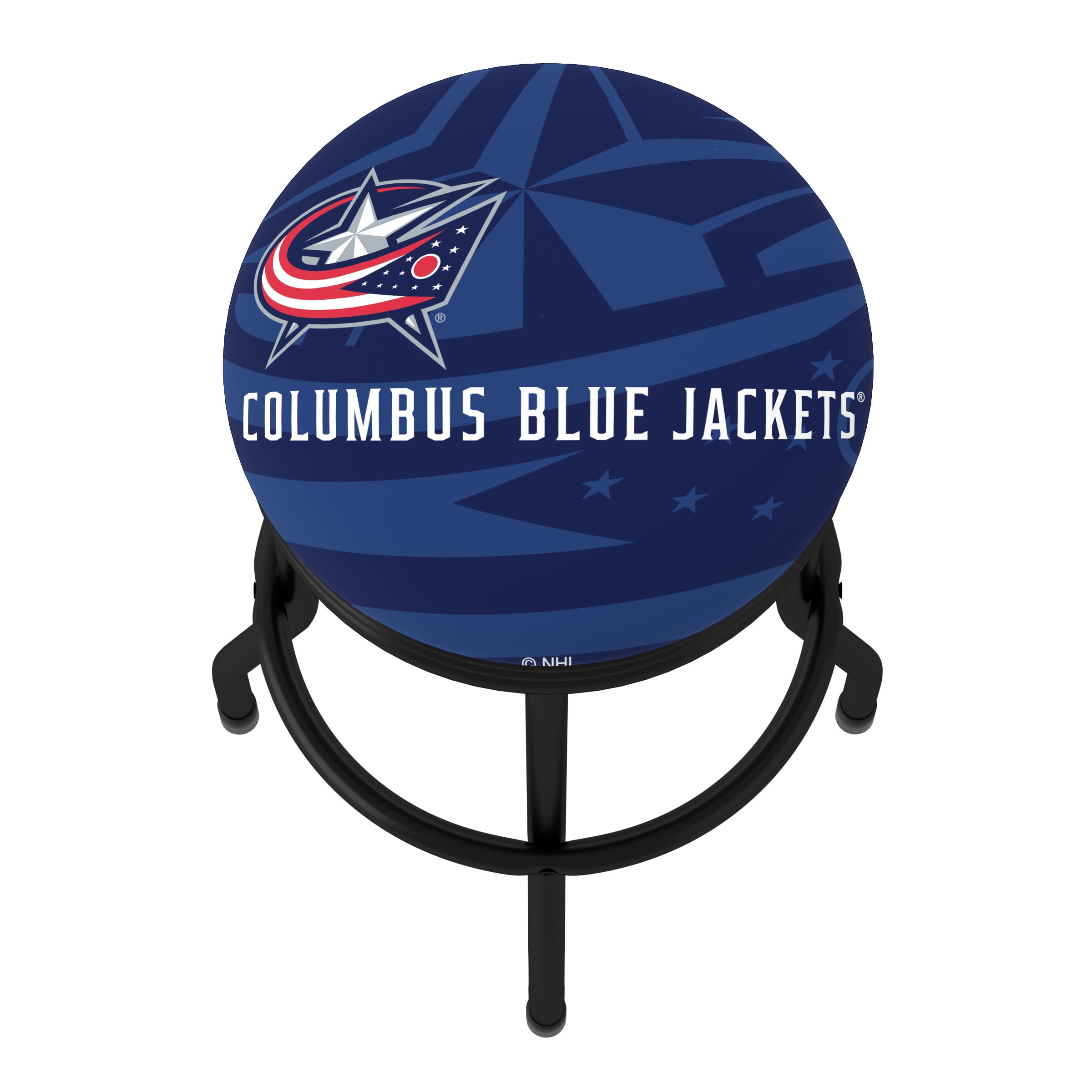 Trademark Gameroom Columbus Blue Jackets Logo Black Ribbed Barstool