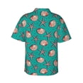 thumbnail image 4 of Xecao Starfish and Shell print Hawaiian shirt - a stylish short-sleeve button-down for men, perfect for casual beach and tropical outings., 4 of 9