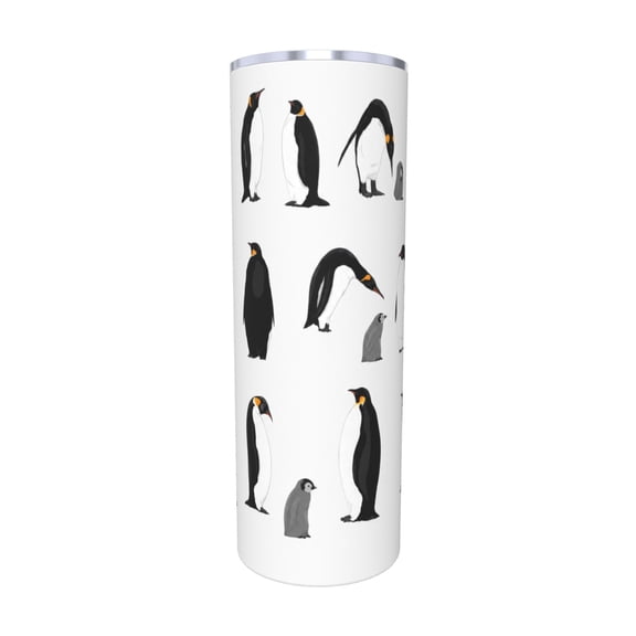 20oz Penguin Tumbler with Handle and Straw Cute Arctic Bird Stainless Steel Insulated Travel Coffee Cup Gift with Straw