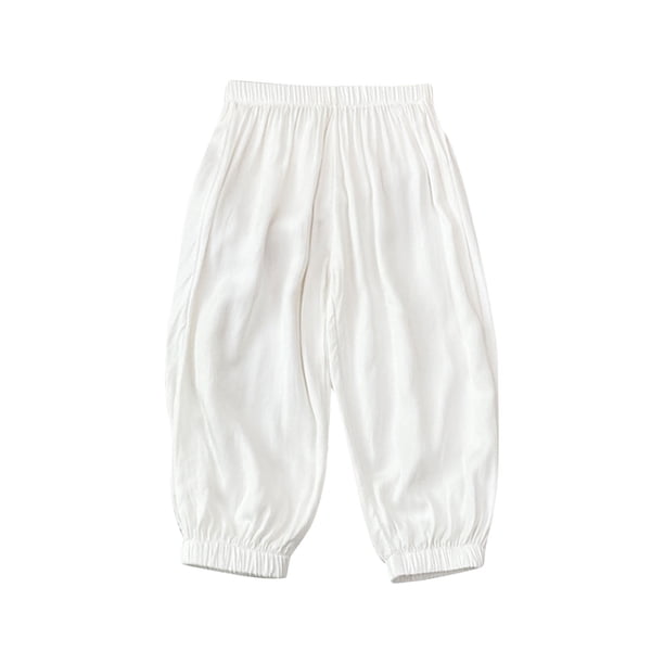 Odeerbi 2-13 Años Niñas Ice Silk Bloomers Pantalones Jogger Verano Sólido Casual Deportes Linterna Pantalones Pantalones Haren