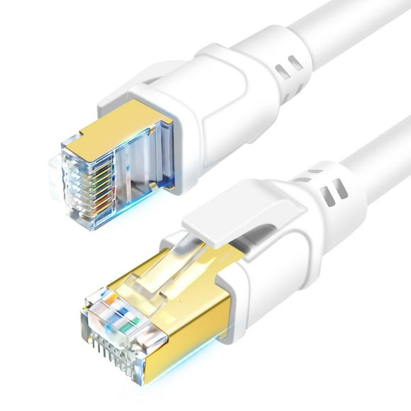 UTAH-CAT8 Ethernet Cable 10ft 2 Pack, High Speed Network Cable 40Gbps 2000MHz 26AWG SFTP LAN Internet Cable with Gold Plated RJ45 for Router, Modem, Gaming, PCs, Laptop (10ft-2Pack, White)