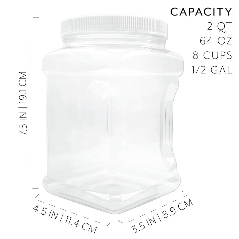 8 Ounce Tall Clear Empty Plastic Jars with Screw-on Lids & Labels
