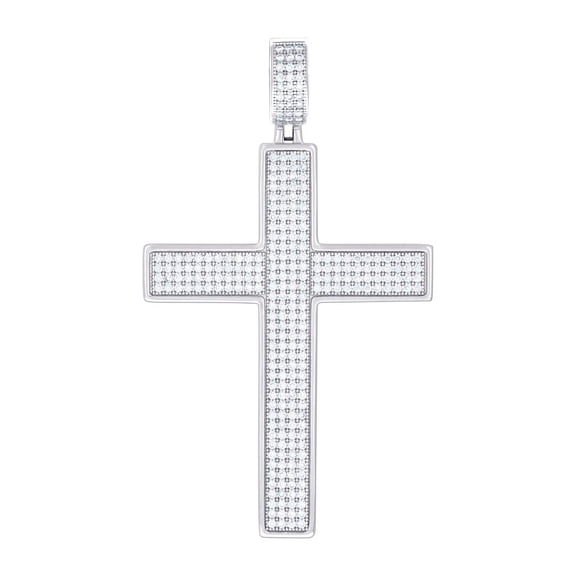 925 Sterling Silver Mens 1.70ct Moissanite Cross Religious Charm Pendant 65x36.8mm Wide Necklace for Men