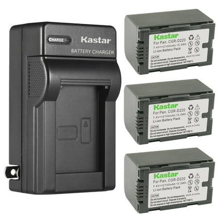 Image of Kastar 3-Pack CGR-D16 Battery and AC Wall Charger Replacement for Panasonic NV-DS35 NV-DS37 NV-DS38 NV-DS50 NV-DS55 NV-DS60 NV-DS65 NV-DS68 NV-DS77 NV-DS77B NV-DS80 NV-DS88 NV-DS89 Camera