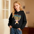 thumbnail image 2 of Ulitacool Girls Spring Sweatshirts Round Neck Letter Prints Hanukkah Menorah Hooded Sweatshirt Pullover Kids Hoodie Shirt Long Sleeve Blouse Leisure Wear Black 2-3 Years, 2 of 4