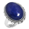 thumbnail image 1 of 925 Sterling Silver Ring For Women - Girls Blue Real Lapis Lazuli Gemstone Silver Ring September Birthstone Fashion Silver Ring Size 12.5 Birthday Gift For Women 925 Silver Gemstone Jewelry, 1 of 6