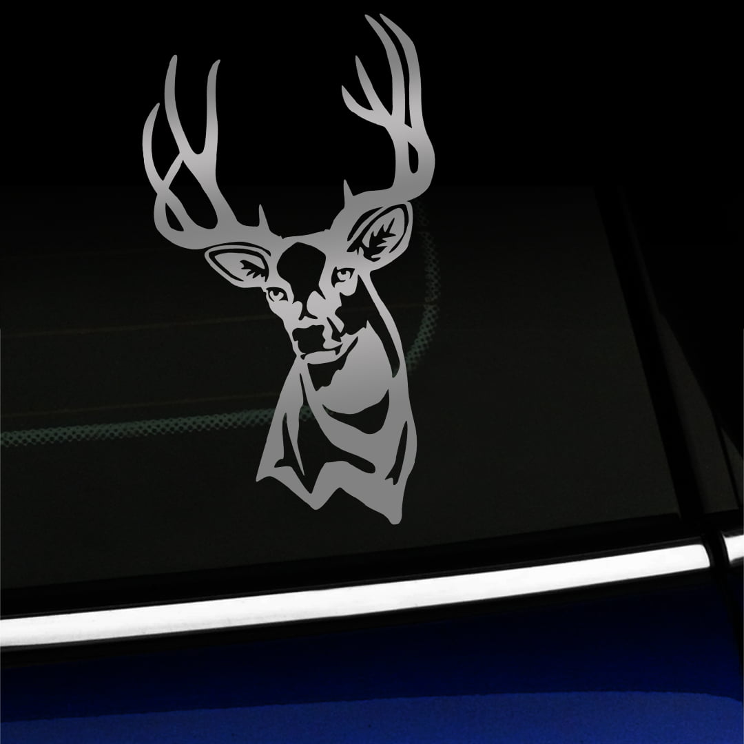 Silver Buck Deer RV ATV Camper Reflective Sticker Decal 