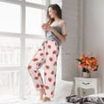 thumbnail image 4 of Uemuo Strawberry Pattern Women's Wide Leg Palazzo Lounge Pants with Pockets Light Weight Loose Comfy Casual Pajama Pants-XX-Large, 4 of 9
