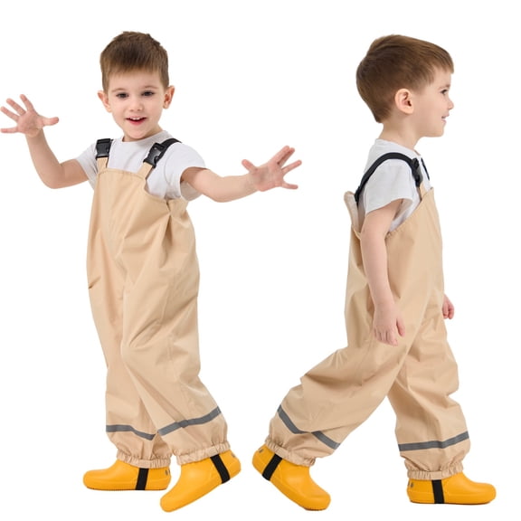 VOUZZA Kids Waterproof Waders with Boots Toddler Rain Bibs for Muddy Play Children One-Piece Fishing Suit for Beach & Puddle Water Play Gear
