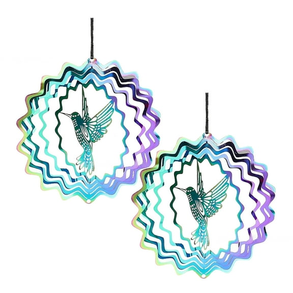 WORGEOUS 2 Pcs Wind Socks and Spinners Outdoor Hummingbird Spinning Chime