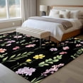 thumbnail image 4 of 5'x8' Area Rugs, Pink Spring Floral Indoor Outdoor Area Rug for Living Room Bedroom, Flowers Botanical Elegant Pastoral Black Washable Bathroom Rugs Kitchen Floor Carpet Mats Home Decor Aesthetic, 4 of 8