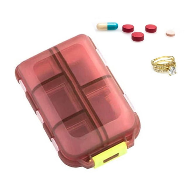 Pack of 1 Tablet Box, 7 Days 10 Compartments, with Labels and Portable Mini Medicine Cutter, Travel Pill Box, Mini Pill Box