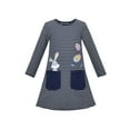 thumbnail image 1 of Robe pour Filles Easter T-shirt Rayé Bleu Multicolore Bunny Œuf Manches Longues 3 Ans, 1 of 1