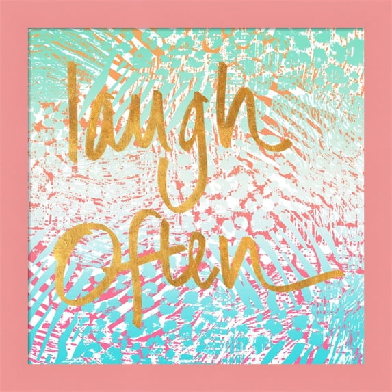 Great Art Now Laugh Often Neon by Nick Biscardi, Framed Wall Art, 14W x 14H