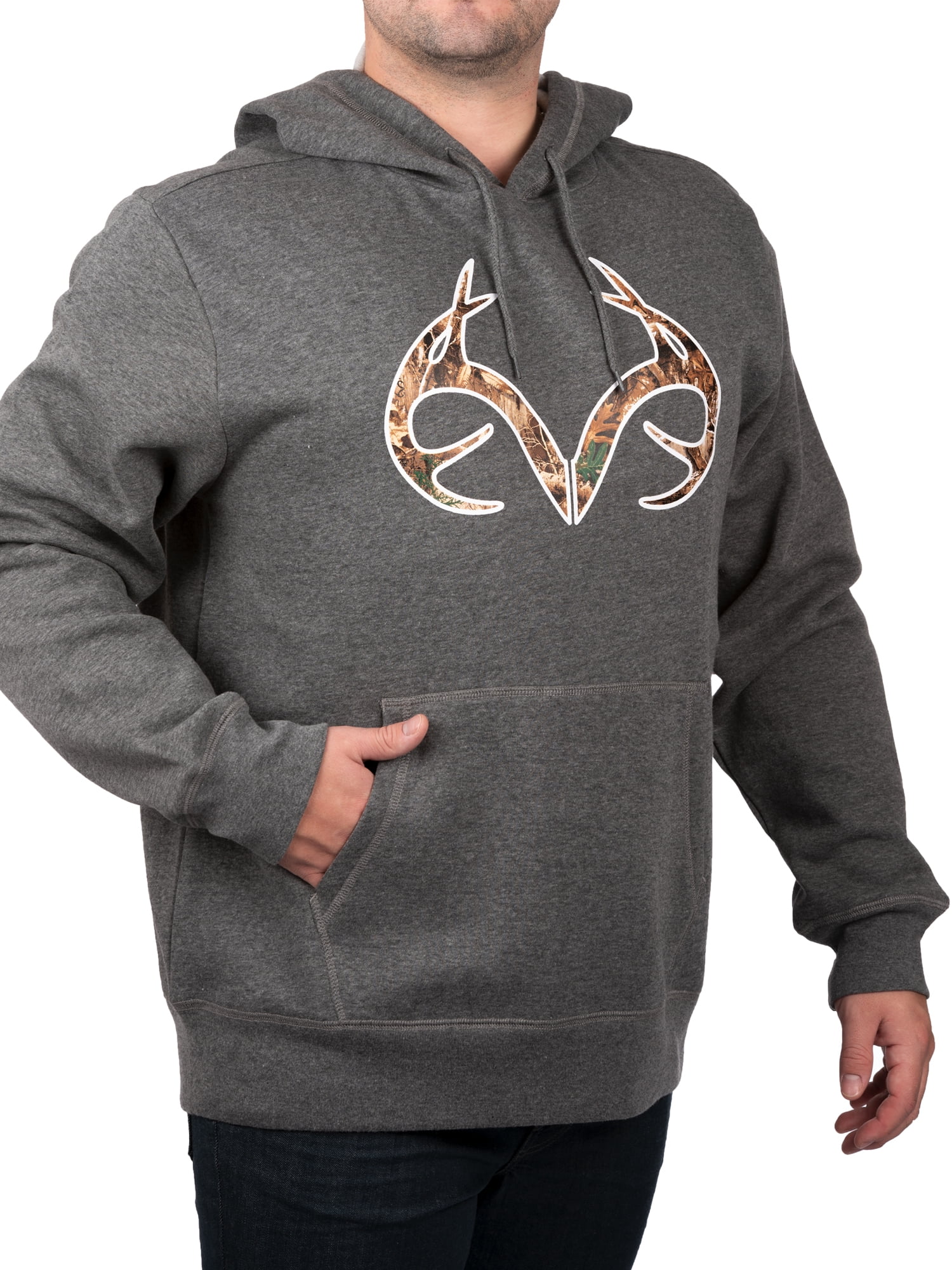 Realtree Charcoal Antlers Logo V2 Men Graphic Hoodie - Walmart.com