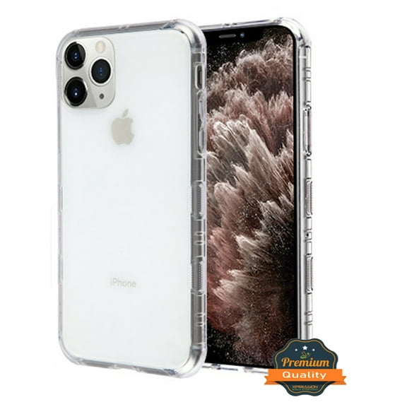 Apple iPhone 11 PRO MAX Phone Case Hybrid Protector TPU Rubber Silicone Gummy Bumper Frame Shockproof Heavy Duty Drop Protection HD CLEAR TRANSPARENT Protective Case Cover for Apple iPhone 11 Pro Max