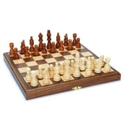 Jeu d'échecs pliant en bois avec bords biseautés - Planche de noyer de 11,5 pouces