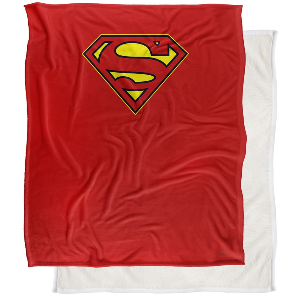 Superman Blanket, 50"x60", Superman Cape Full Color Logo Silky Touch Sherpa Back Super Soft