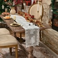 thumbnail image 5 of PuSpu Christmas Lace Table Runner 183x28cm White Polyester Fiber Snowflake Hollow Table Flag Tassel Edge Decor for Dining Table Holiday Party Decorative Cover Romantic Winter Style, 5 of 6
