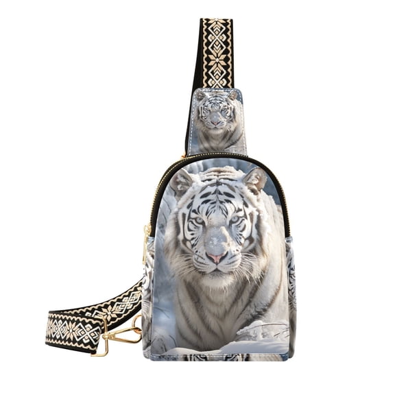 White Tiger Crossbody Bags Fanny Pack Sling Bag for Travel Chest Bag Shoulder Bag for Women Trendy