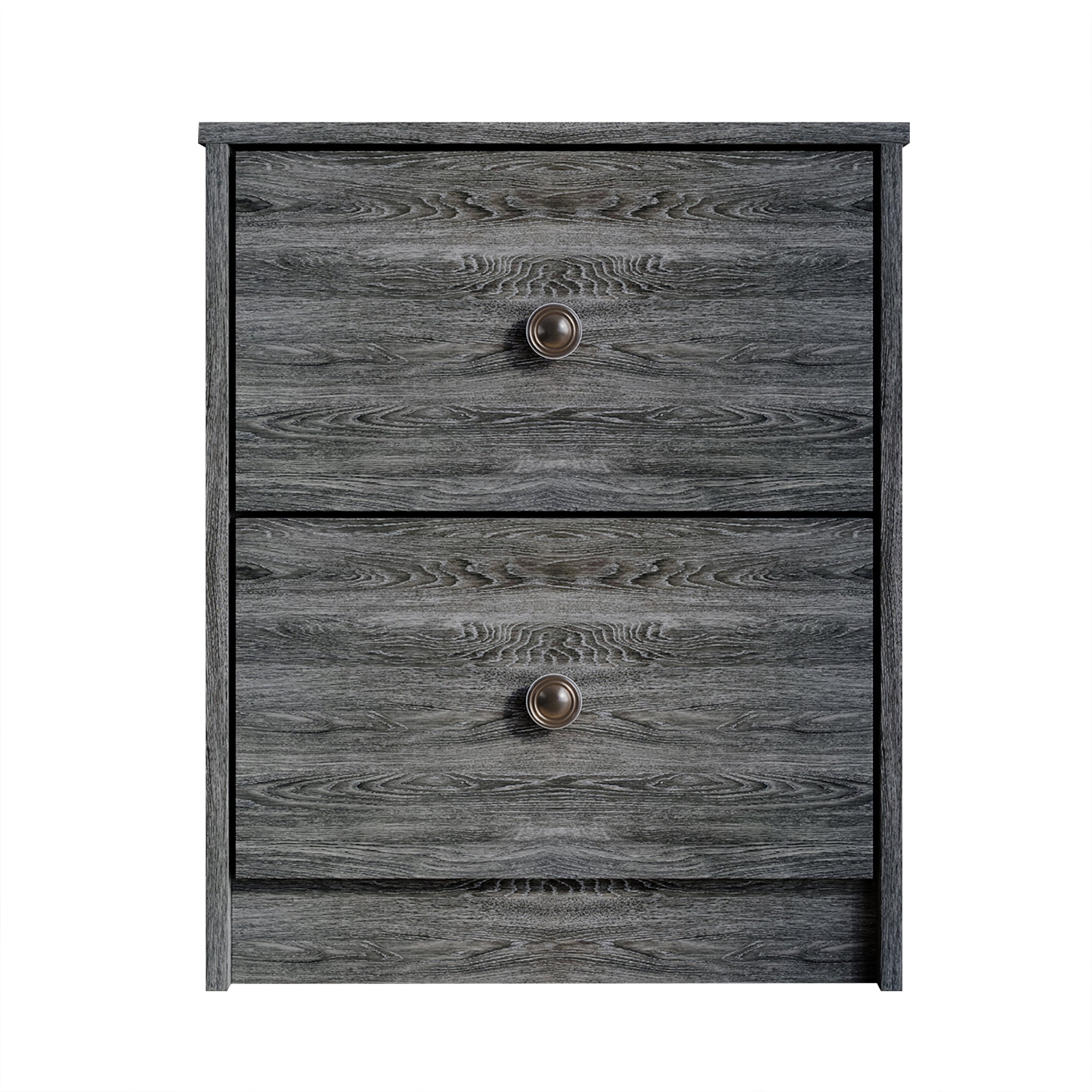 Castle Place Vintage Nightstand with 2 Drawers, Dark Gray