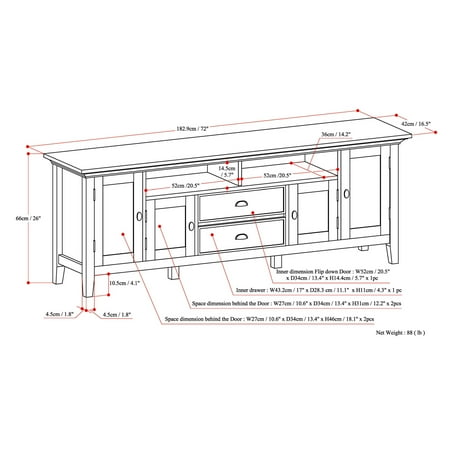 Simpli Home - Redmond SOLID WOOD 72 inch Wide Transitional TV Media Stand in Light Golden Brown For TVs up to 80 inches - Light Golden Brown