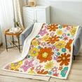 thumbnail image 2 of 60S 70S Hippie Flower Fleece Blanket, Groovy Floral Sherpa Blanket Boho Vintage Flowers Throw Blanket 90S Groovy Aesthetic Plush Bed Blanket Teens Adult Women, 2 of 6