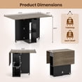 thumbnail image 3 of Gymax Folding Dining Table for 2-4 w/2 Open Shelves Drawer 2 Lockable Universal Wheels, 3 of 10