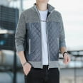 thumbnail image 5 of WREESH Fashion Zip-Up Sweater Jacket Men's Thickened Cardigan Sweater Jacket Stand Collar Colorblock Knitted Coat Long Sleeve Hoodless Casual Coat/Jacket Sweater Gray, 5 of 5