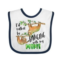 Inktastic Id Rather Be Hanging with My Mimi Cute Sloths Boys or Girls Baby Bib